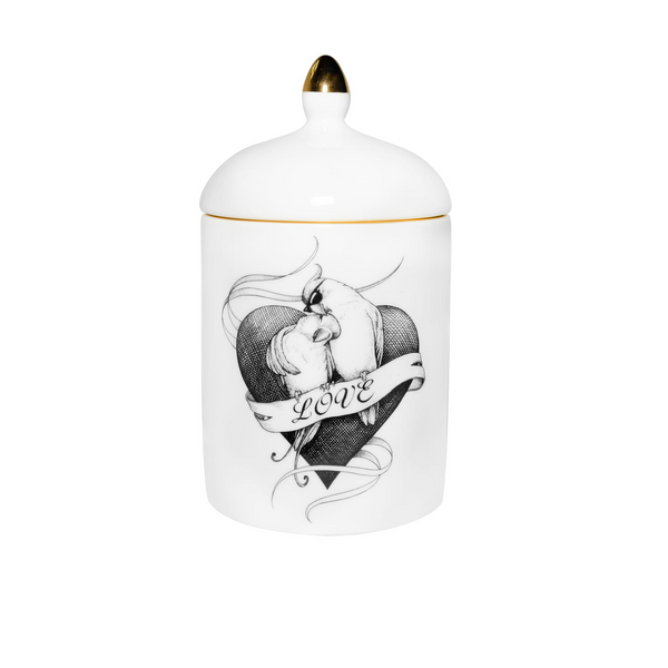 Loved Up Lovebirds Heart Cosy Candle